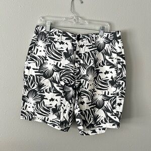GAP Charcoal and White Patterned Tropical Shorts